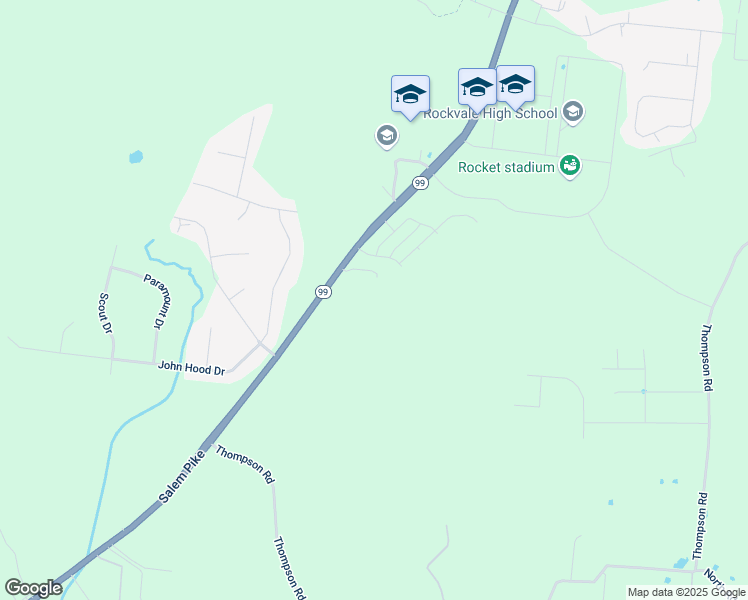map of restaurants, bars, coffee shops, grocery stores, and more near 6971 State Highway 99 in Rockvale