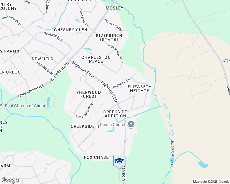 map of restaurants, bars, coffee shops, grocery stores, and more near 3004 Tilghman Road North in Wilson
