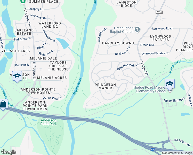 map of restaurants, bars, coffee shops, grocery stores, and more near 1003 Whitform Falls Road in Knightdale