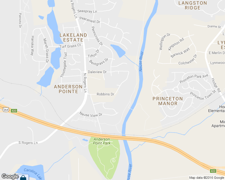 map of restaurants, bars, coffee shops, grocery stores, and more near 5325 Robbins Drive in Raleigh