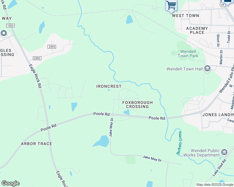 map of restaurants, bars, coffee shops, grocery stores, and more near 532 Horseman Park Place in Wendell