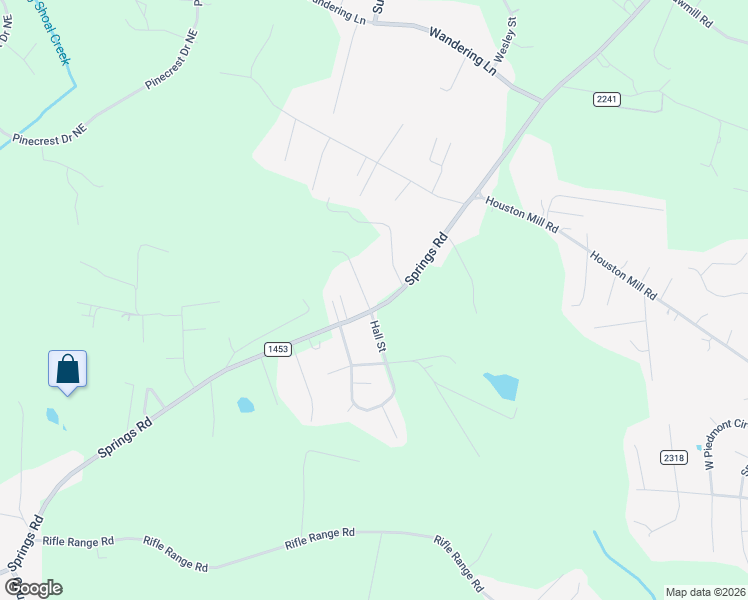 map of restaurants, bars, coffee shops, grocery stores, and more near 5268 Hall Street in Conover