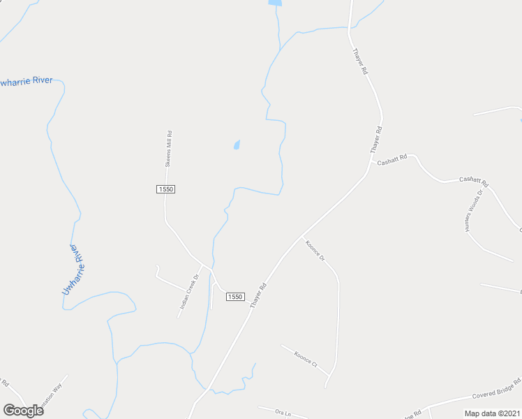 map of restaurants, bars, coffee shops, grocery stores, and more near 1517 Thayer Road in Trinity