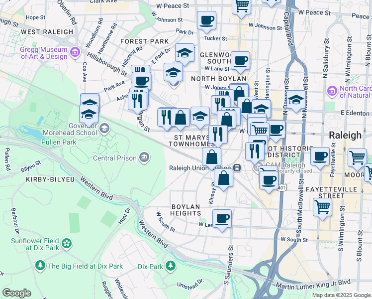 map of restaurants, bars, coffee shops, grocery stores, and more near 798-718 Mountford Avenue in Raleigh