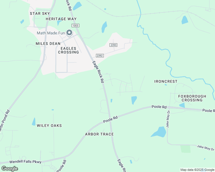 map of restaurants, bars, coffee shops, grocery stores, and more near 1445 Eagle Rock Road in Wendell