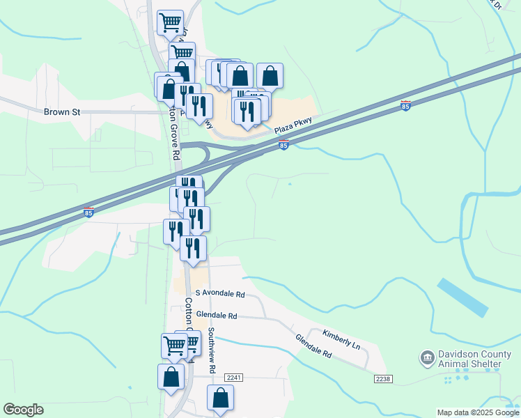 map of restaurants, bars, coffee shops, grocery stores, and more near 115 Fairfax Road in Lexington