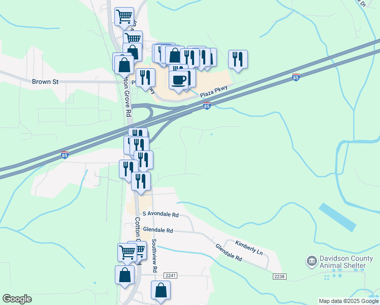map of restaurants, bars, coffee shops, grocery stores, and more near 115 Fairfax Road in Lexington