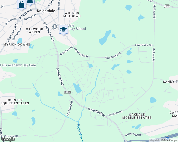 map of restaurants, bars, coffee shops, grocery stores, and more near 512 Jones Bluff Way in Knightdale