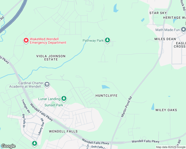 map of restaurants, bars, coffee shops, grocery stores, and more near 6624 Hidden Pond Road in Wendell