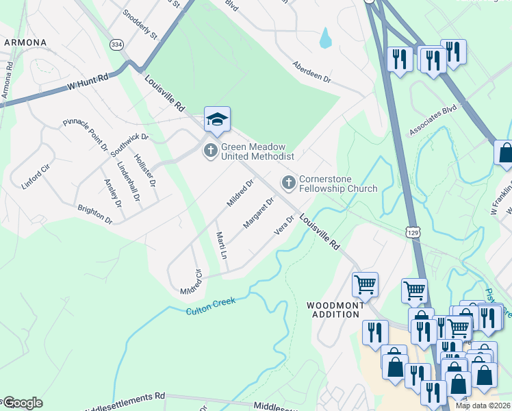 map of restaurants, bars, coffee shops, grocery stores, and more near 941 Mildred Drive in Alcoa