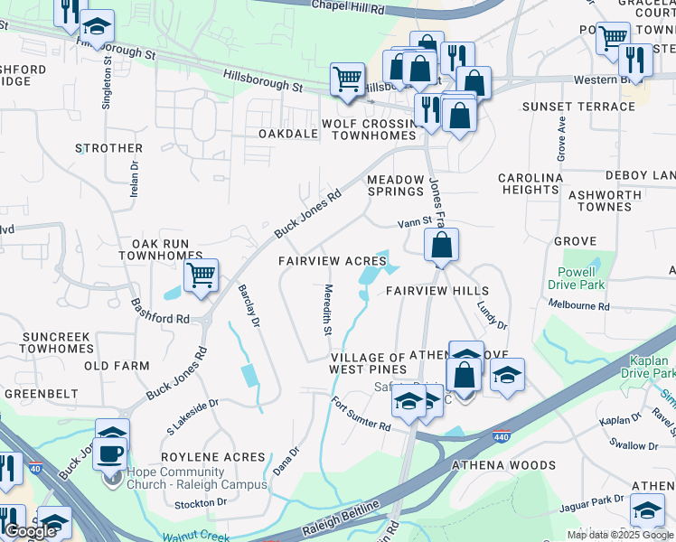 map of restaurants, bars, coffee shops, grocery stores, and more near 315 Meredith Street in Raleigh
