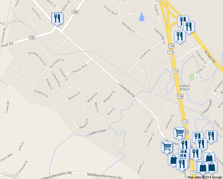 map of restaurants, bars, coffee shops, grocery stores, and more near 942 Margaret Drive in Alcoa