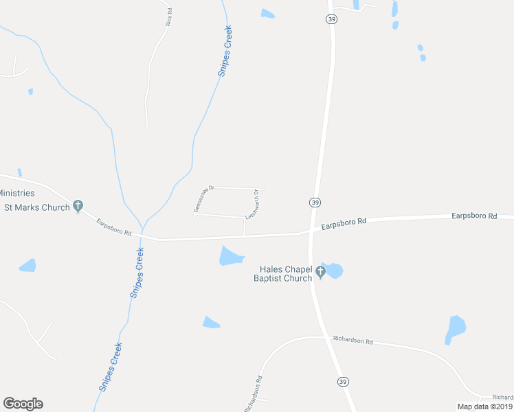 map of restaurants, bars, coffee shops, grocery stores, and more near Letchworth Drive in Zebulon