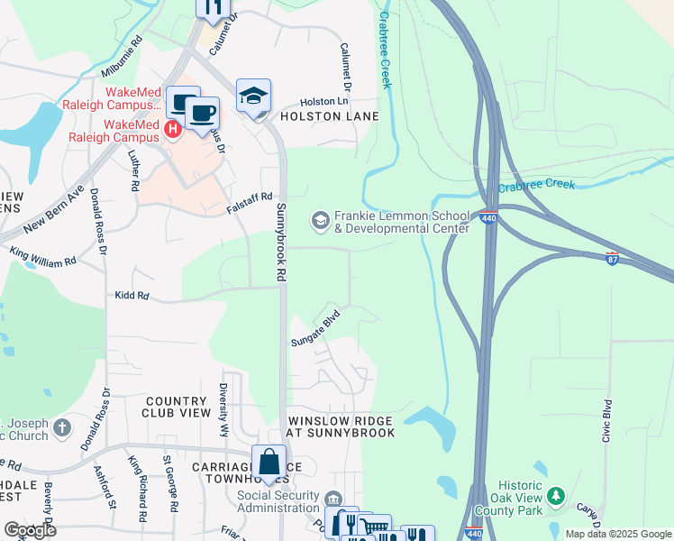 map of restaurants, bars, coffee shops, grocery stores, and more near in Raleigh