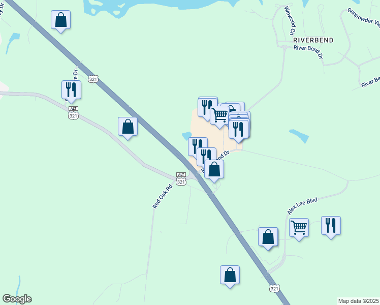 map of restaurants, bars, coffee shops, grocery stores, and more near 4762 Hickory Boulevard in Granite Falls