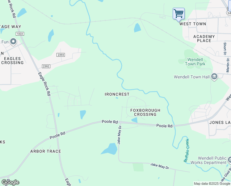 map of restaurants, bars, coffee shops, grocery stores, and more near 578 Poole Road in Wendell