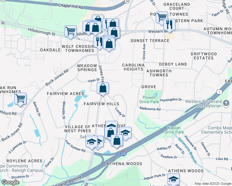 map of restaurants, bars, coffee shops, grocery stores, and more near 5152 Simmons Branch Trail in Raleigh