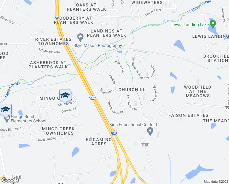 map of restaurants, bars, coffee shops, grocery stores, and more near 1310 Kingman Drive in Knightdale