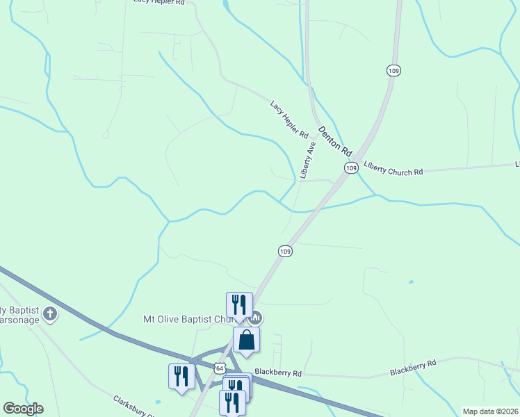 map of restaurants, bars, coffee shops, grocery stores, and more near 323 Liberty Avenue in Thomasville
