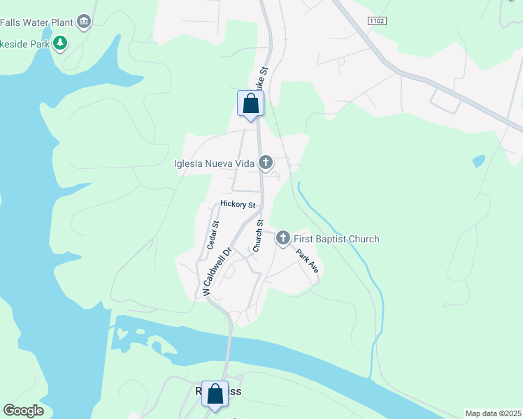 map of restaurants, bars, coffee shops, grocery stores, and more near 300 West Caldwell Drive in Lenoir
