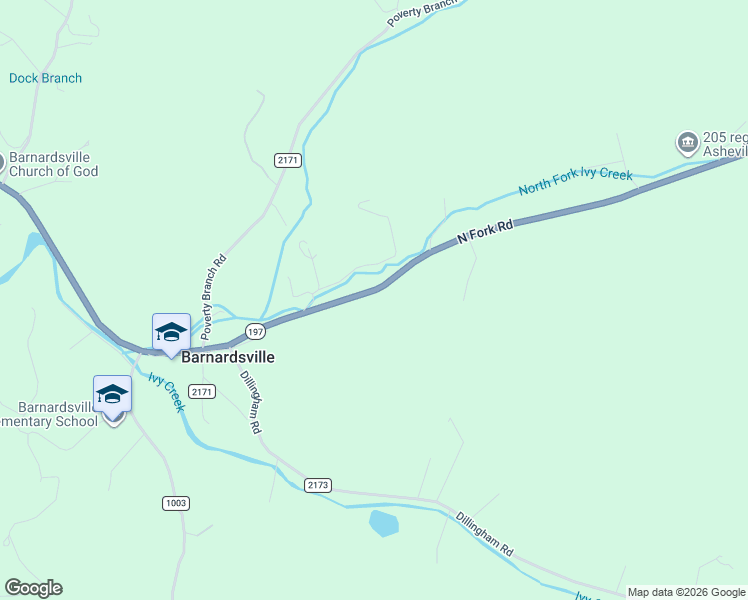 map of restaurants, bars, coffee shops, grocery stores, and more near 57 North Carolina 197 in Barnardsville