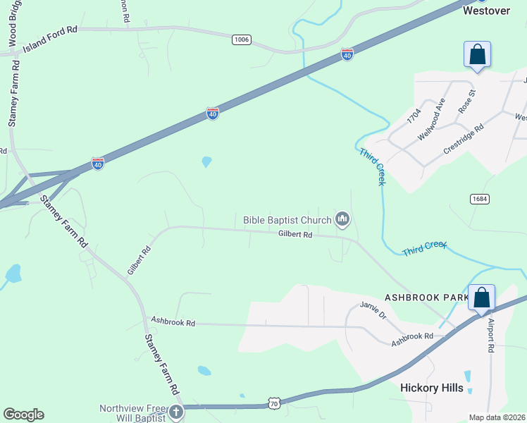 map of restaurants, bars, coffee shops, grocery stores, and more near 302 Gilbert Road in Statesville