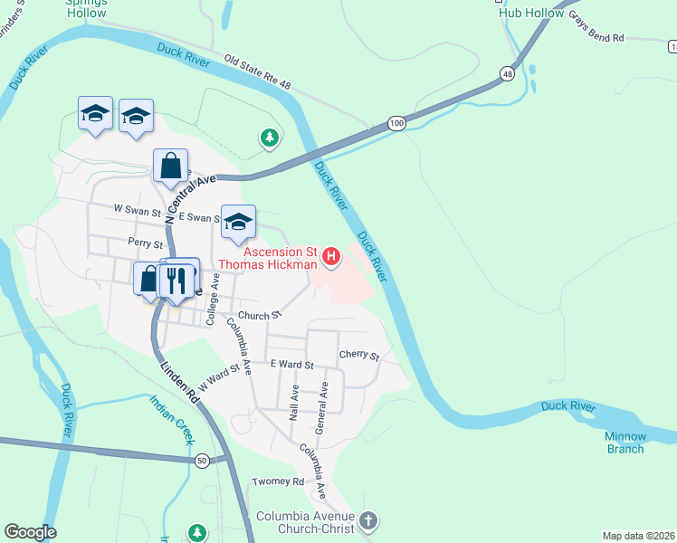 map of restaurants, bars, coffee shops, grocery stores, and more near 135 East Swan Street in Centerville