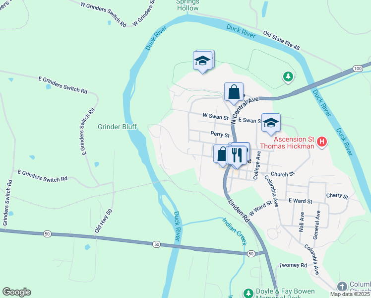 map of restaurants, bars, coffee shops, grocery stores, and more near 126 West End Ave in Centerville