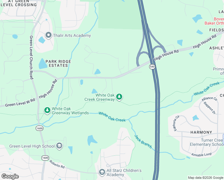 map of restaurants, bars, coffee shops, grocery stores, and more near 3217 Green Level West Road in Cary