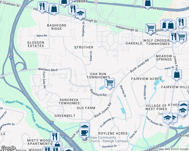 map of restaurants, bars, coffee shops, grocery stores, and more near 523 Caprice Court in Raleigh
