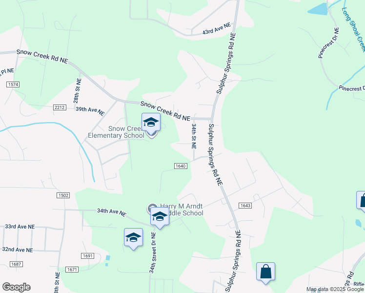 map of restaurants, bars, coffee shops, grocery stores, and more near 3336 37th Avenue Northeast in Hickory