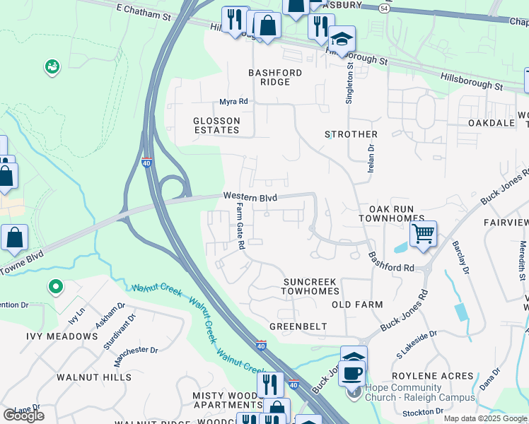 map of restaurants, bars, coffee shops, grocery stores, and more near 442 Jefferson Town Road in Raleigh