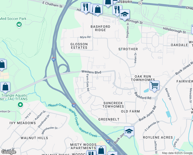 map of restaurants, bars, coffee shops, grocery stores, and more near 442 Jefferson Town Road in Raleigh