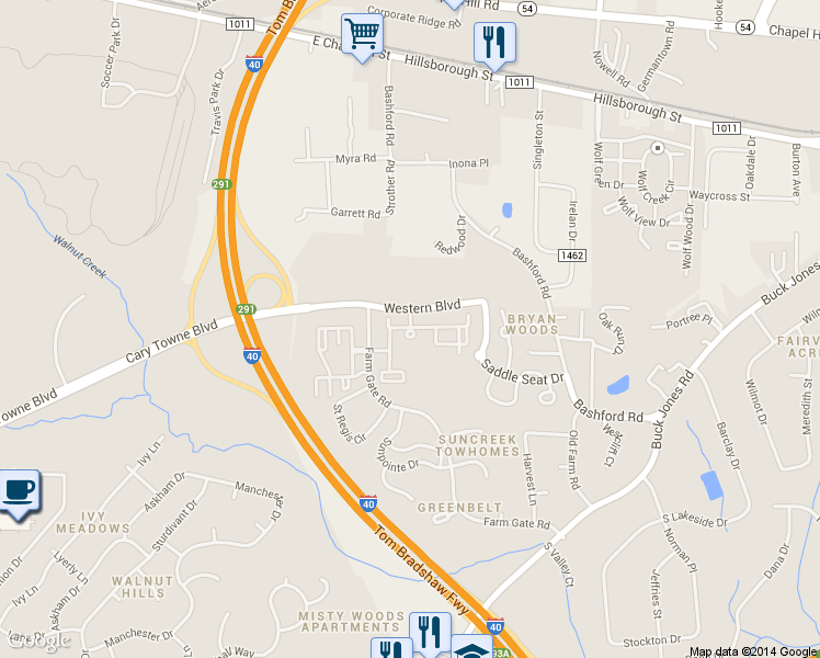 map of restaurants, bars, coffee shops, grocery stores, and more near 435 Meredith Anne Court in Raleigh