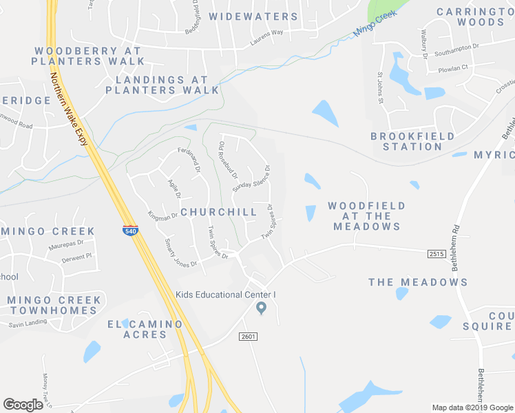 map of restaurants, bars, coffee shops, grocery stores, and more near 4205 Monarchos Drive in Knightdale