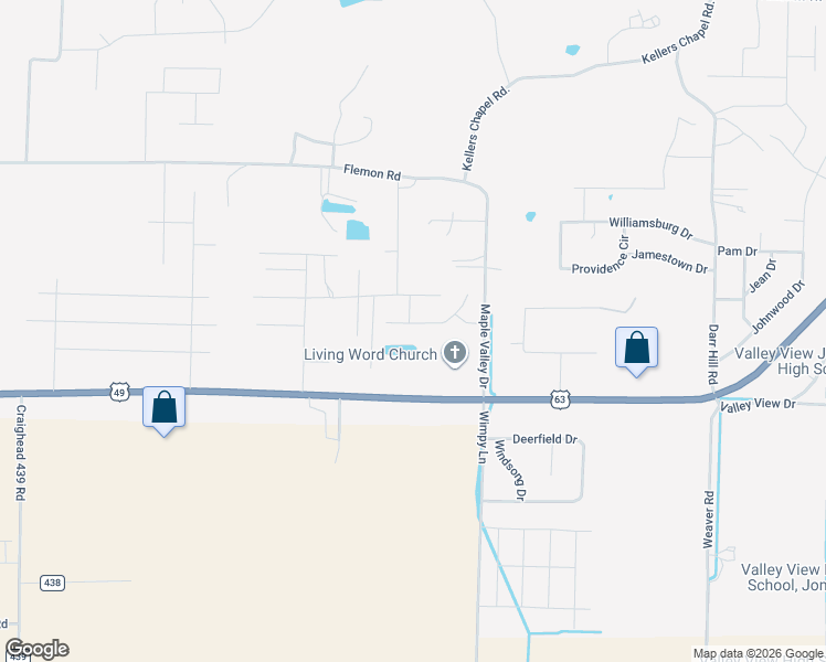 map of restaurants, bars, coffee shops, grocery stores, and more near 5428 Cordova Lane in Jonesboro