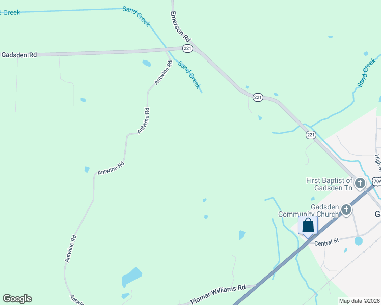 map of restaurants, bars, coffee shops, grocery stores, and more near Antwine Road in Gadsden