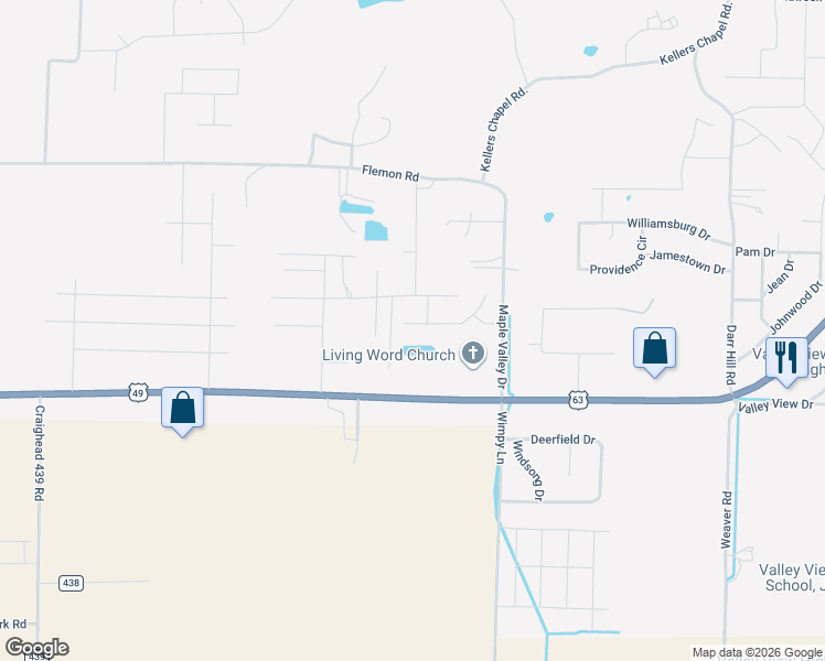 map of restaurants, bars, coffee shops, grocery stores, and more near 5428 Cordova Lane in Jonesboro