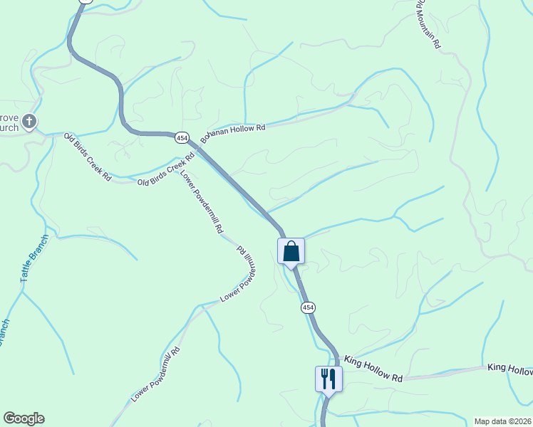 map of restaurants, bars, coffee shops, grocery stores, and more near 3919 Birds Creek Road in Sevierville