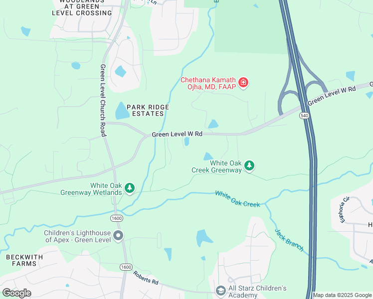 map of restaurants, bars, coffee shops, grocery stores, and more near 3401 Green Level West Road in Cary