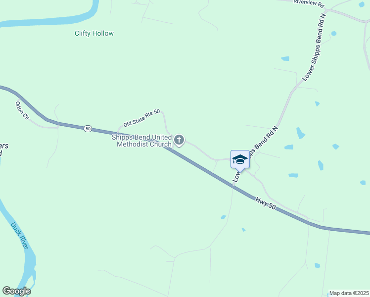 map of restaurants, bars, coffee shops, grocery stores, and more near 1053 Old State Route 50 in Centerville