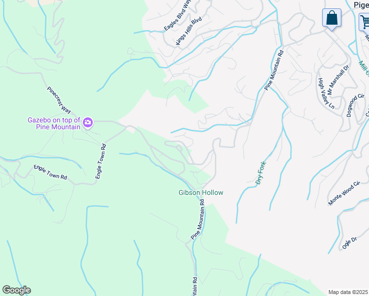 map of restaurants, bars, coffee shops, grocery stores, and more near 3228 Pine Peak Way in Sevierville