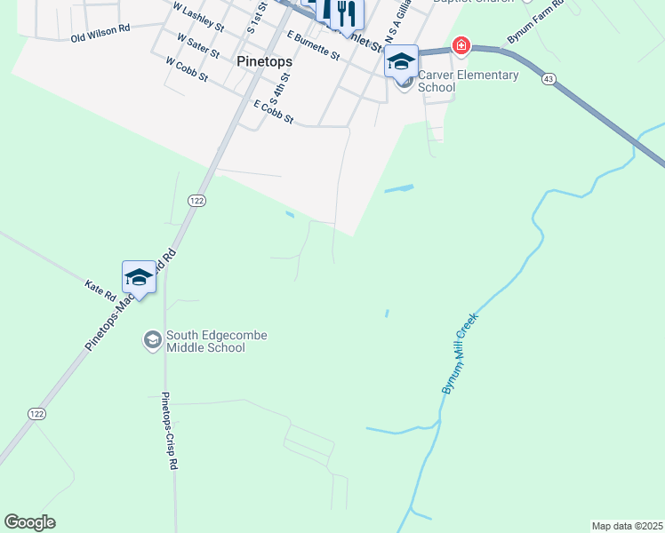 map of restaurants, bars, coffee shops, grocery stores, and more near 778 South South A Gilliam Street in Pinetops