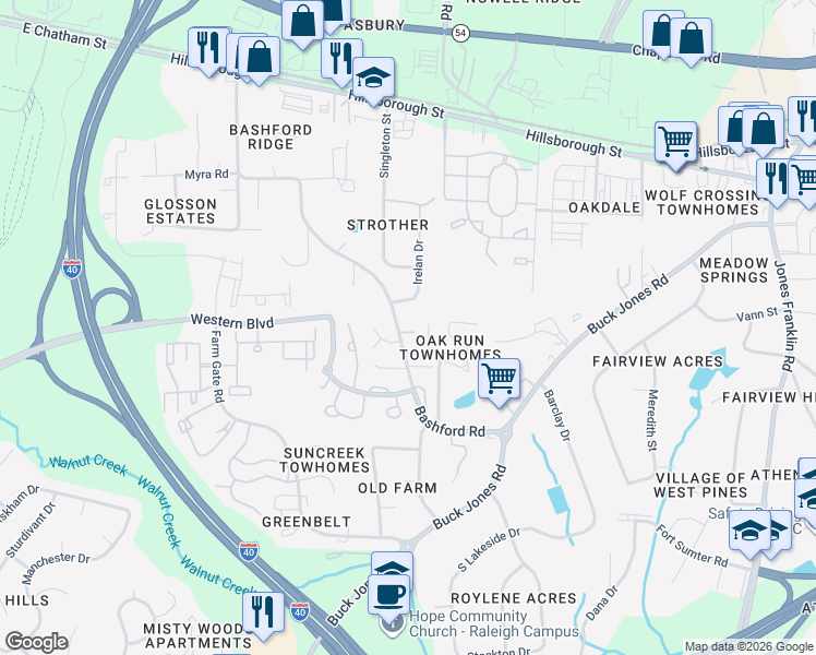 map of restaurants, bars, coffee shops, grocery stores, and more near 323 Irelan Drive in Raleigh