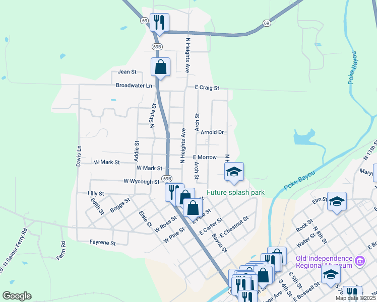 map of restaurants, bars, coffee shops, grocery stores, and more near 1490 North Heights Avenue in Batesville