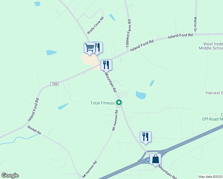 map of restaurants, bars, coffee shops, grocery stores, and more near 2107 Old Mountain Road in Statesville