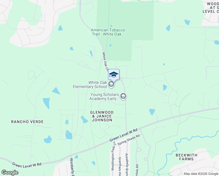 map of restaurants, bars, coffee shops, grocery stores, and more near 1512 White Oak Church Road in Apex