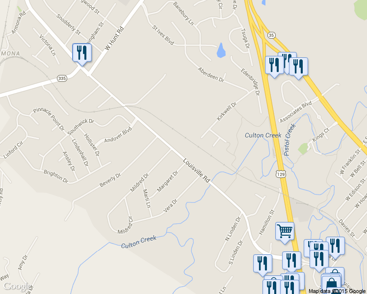 map of restaurants, bars, coffee shops, grocery stores, and more near 1444 Louisville Rd in Alcoa