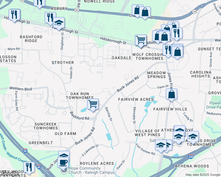 map of restaurants, bars, coffee shops, grocery stores, and more near 5404 Portree Place in Raleigh