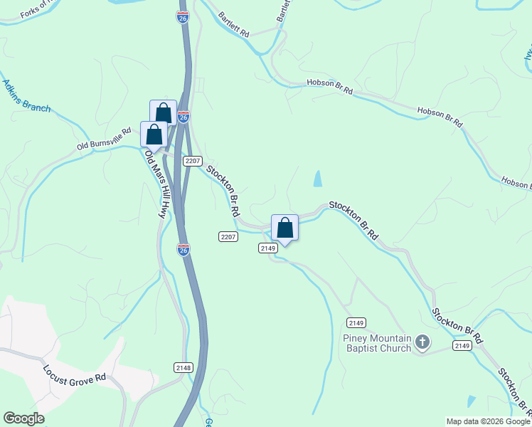 map of restaurants, bars, coffee shops, grocery stores, and more near 23 Chambers Drive in Weaverville